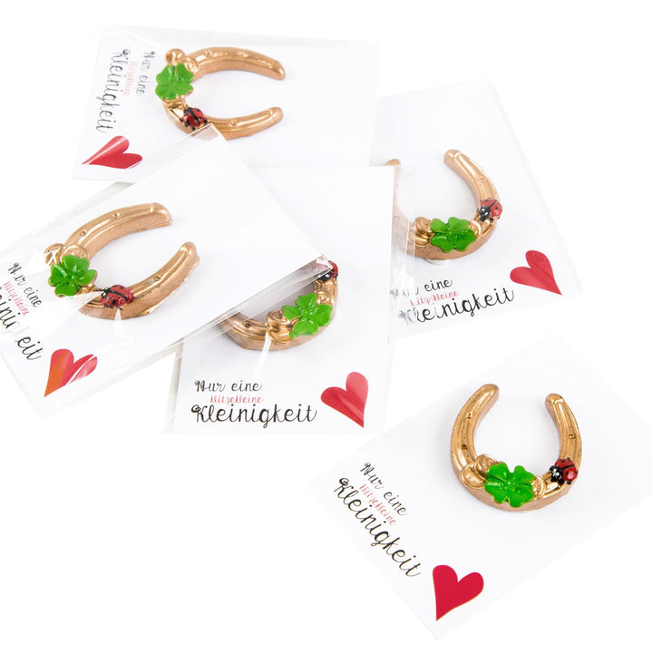 Logbuch-Verlag 5 kleine Gastgeschenke Hufeisen schwarz Gold + Karte EINE KLEINIGKEIT - Geschenk Give-Away Mitgebsel Silvester Hochzeit