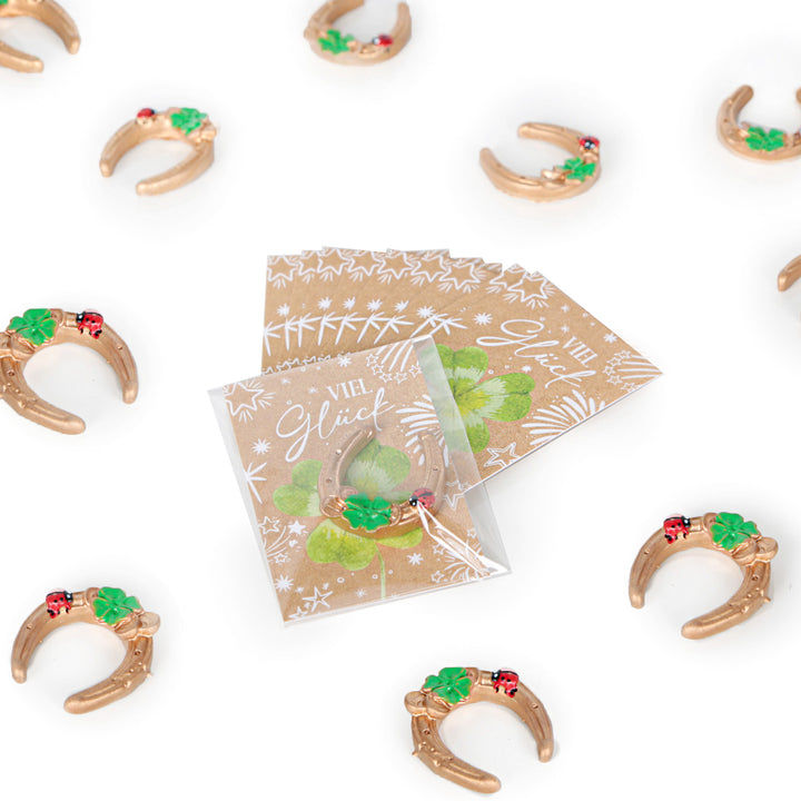 10 grüne Frösche "Viel Glück" Karte Glücksbringer Geschenk