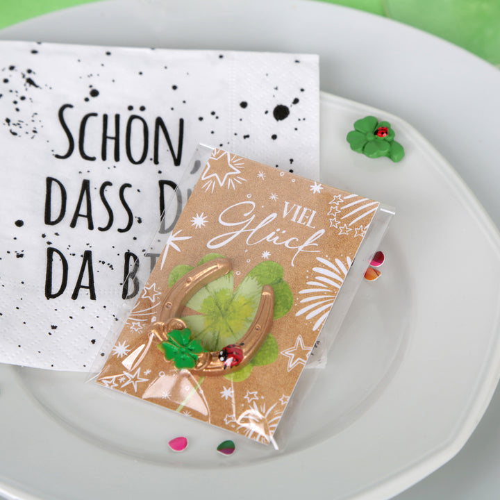10 grüne Frösche "Viel Glück" Karte Glücksbringer Geschenk