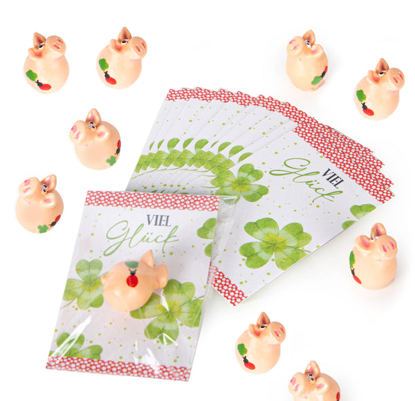 10 kleine Frösche mit Herz + Karte "Viel Glück" Give-Away
