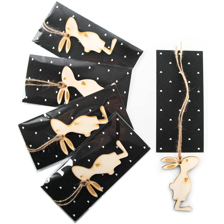 5 Give-Away Karten Osterhase Holz Anhänger schwarz - Foto 1