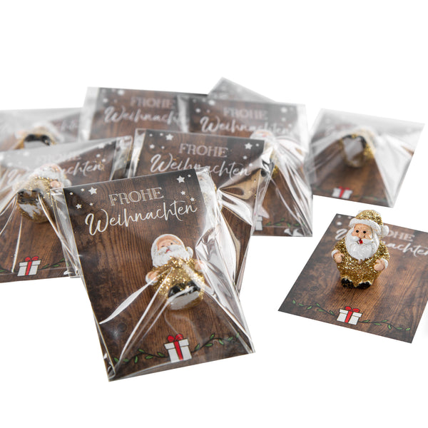 10 Mini Geschenke - Weihnachtsmann mit Karte Frohe Weihnachten - Foto 1
