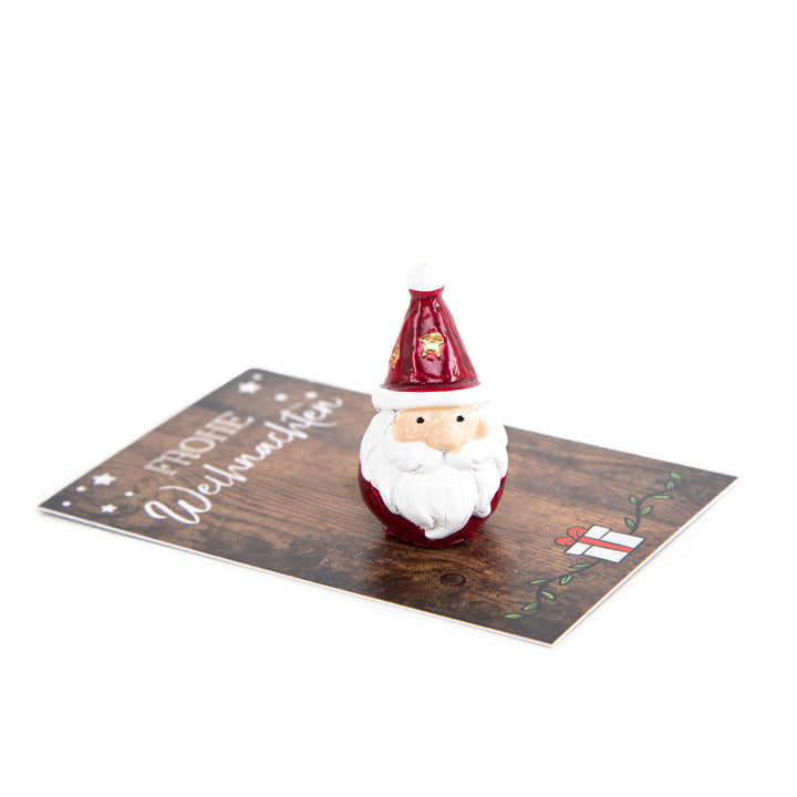 10 kleine Gastgeschenke mit Weihnachtsmann Figur & Karte Frohe Weihnachten - Foto 2