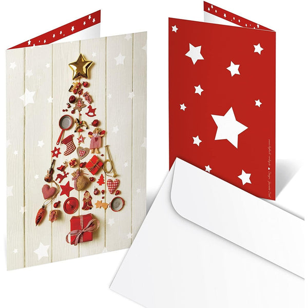 10 Stück Weihnachtskarte weiß braun beige natur HIRSCHE Rentier DIN lang - ohne Text - weihnachtliche Karten Foto-Motiv shabby chic besonders schön MIT KUVERT Klappkarte Doppelkarte