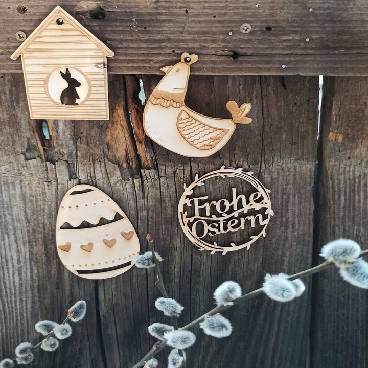 Osterkarten Set - 3 Kraftpapier Karten Ostern mit Umschlag + Osterdeko - Foto 5