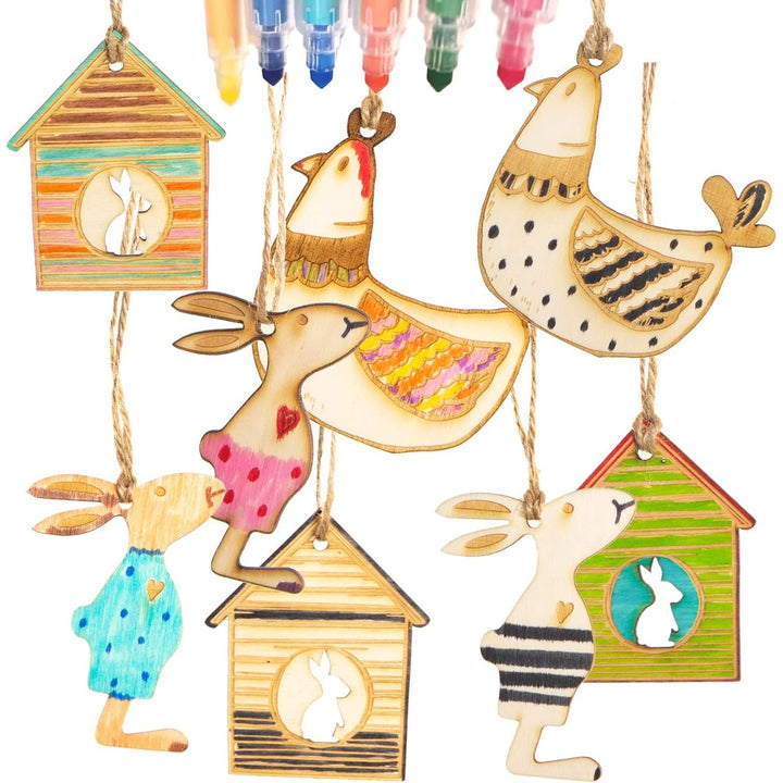 Osterkarten Set - 3 Kraftpapier Karten Ostern mit Umschlag + Osterdeko - Foto 7