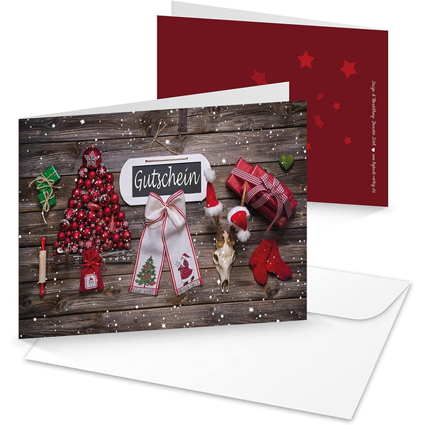 Weihnachtskarten-SET 2 x 4 weiß gold silber grau natürliche weihnachtliche Karten Rentier Hirsch Shabby chic DIN lang MIT KUVERT exklusiv besonders schön