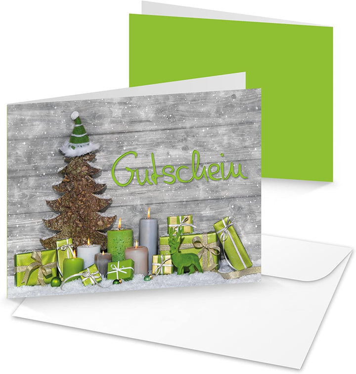 Logbuch-Verlag Weihnachtskarten SET 3 x 3 Karten weiß silber shabby chic MIT KUVERT - Grußkarten Weihnachten Weihnachtspost