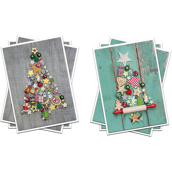 10 Stück Weihnachtskarte rot weiß gold beige WEIHNACHTSBAUM Weihnachten Karte - ohne Text - Klappkarte MIT KUVERT Geschäftskunden Geschäftspartner Nostalgie klassisch Foto-Motiv weihnachtlich