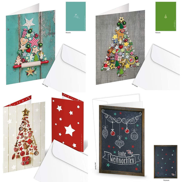 Logbuch-Verlag 3 Weihnachtskarten Rentiere Holzoptik rot weiß - Din A6 quer leere Karten zum Beschriften & Bedrucken - Grußkarte Weihnachten