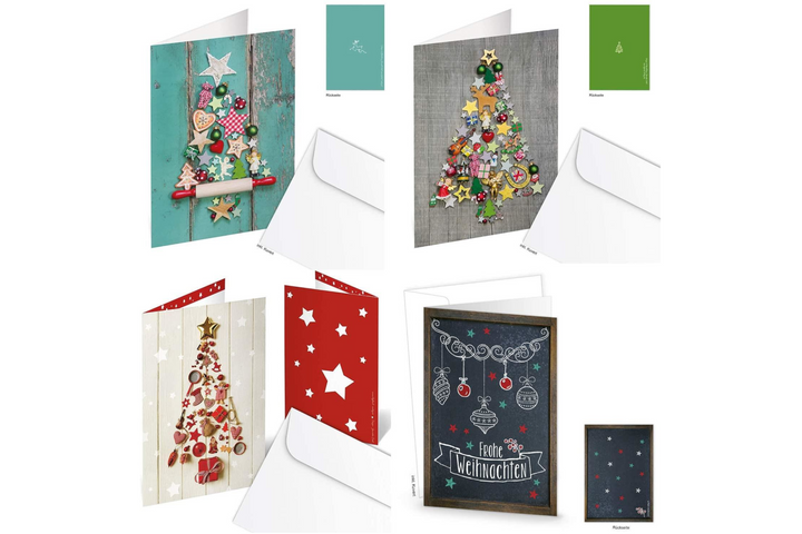 Logbuch-Verlag 3 Weihnachtskarten Rentiere Holzoptik rot weiß - Din A6 quer leere Karten zum Beschriften & Bedrucken - Grußkarte Weihnachten