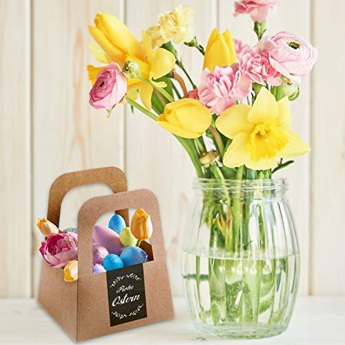5 kleine Körbe mit Henkel + Osteraufkleber FROHE OSTERN schwarz weiß braun - Verpackung Kundengeschenk - Foto 3
