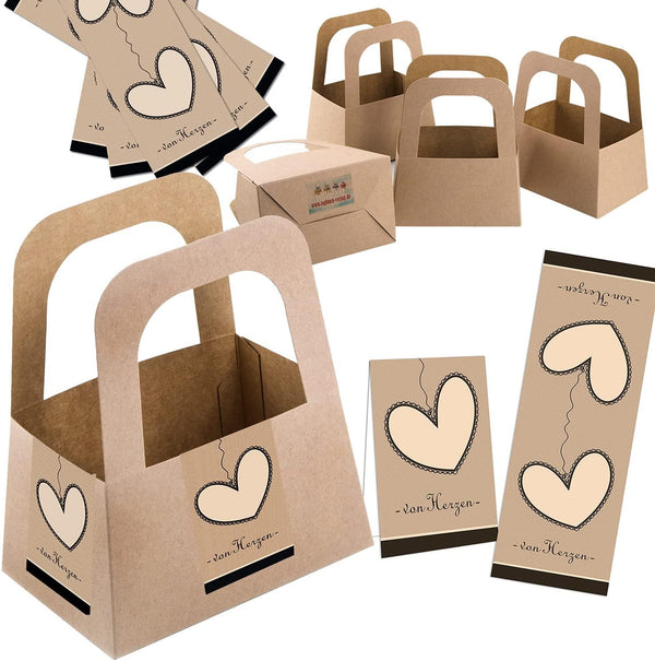10 Weihnachtsanhänger aus Kraftpapier mit Weihnachtsdeko braun weiß