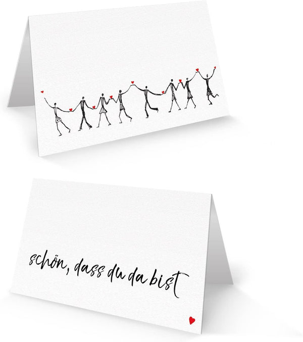 10 Stück HERZMENSCH neutrale - ohne Text - Grußkarten Glückwunschkarten Klappkarten DIN lang quer in schwarz weiß rot mit Herz Dankeskarten Einladung Einladungskarten Hochzeit Geburtstag Jubiläum