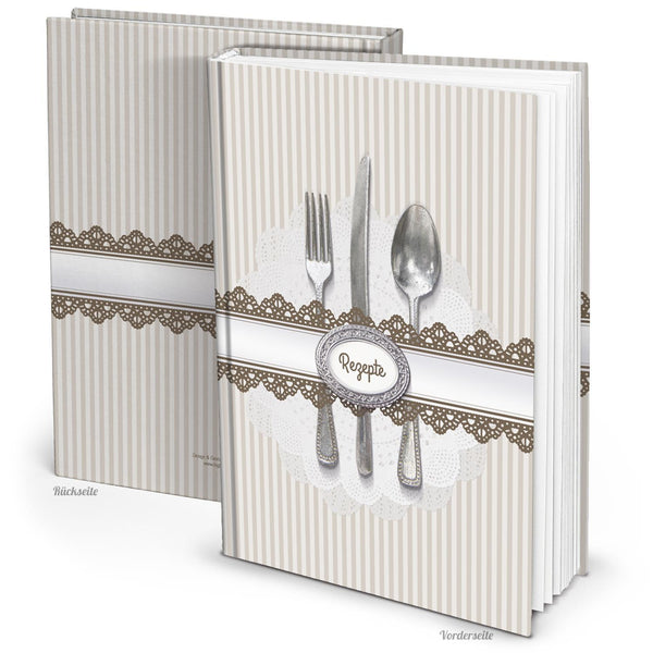 Rezeptbuch in klassisch edlem Design Hardcover A4, Blankoseiten : Die besten Rezepte ordentlich gesammelt - Foto 1