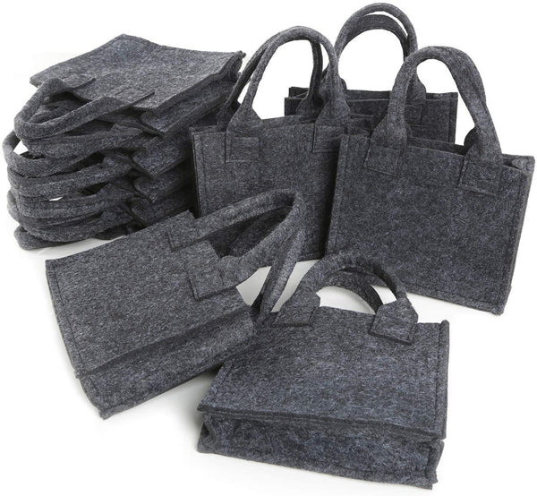 5 kleine Filztaschen -  10 x 5 x 10 cm dunkelgrau - Mini Geschenktaschen