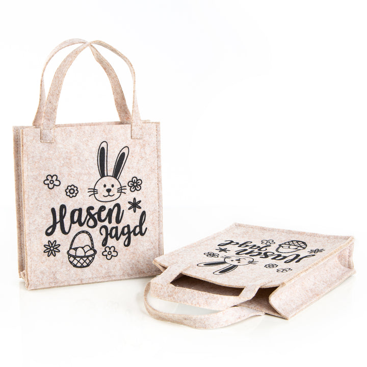 Geschenktasche aus Filz grau 21x14x6cm neutral rustikal