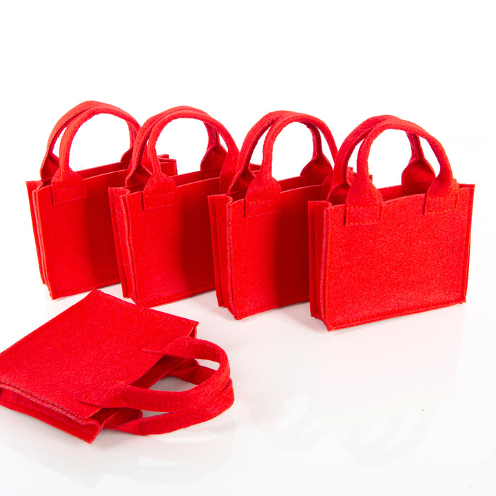 5 kleine graue Filztaschen mit Henkel Gastgeschenke 10x10cm