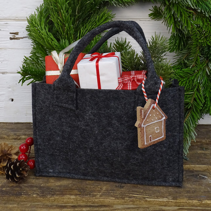 Filztasche dunkelgrau rustikal mit Henkel 21 x 14 x 6 cm - Foto 6