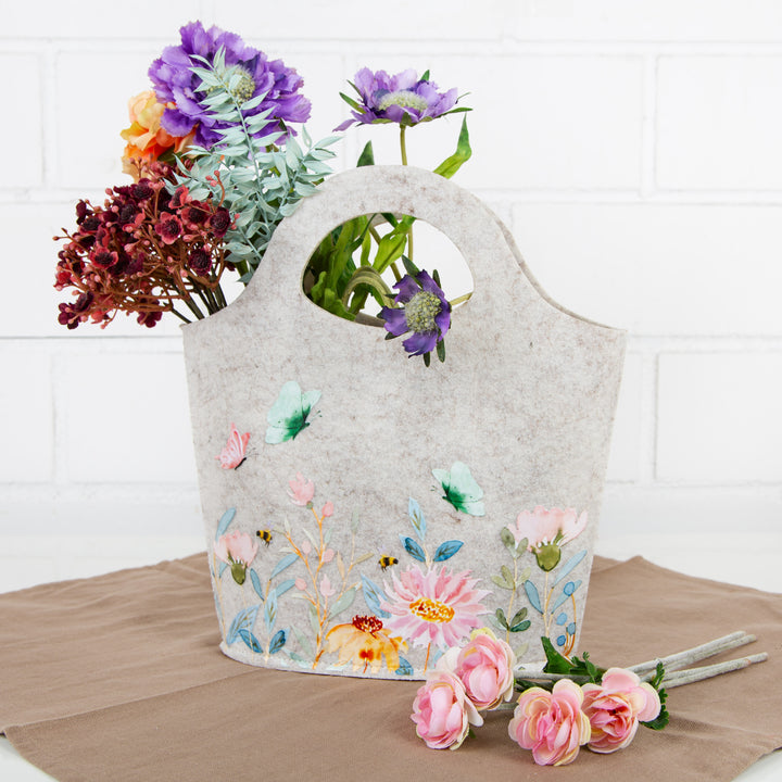 Logbuch-Verlag 6 cremefarbene Frühlingsanhänger Herz Blume Schmetterling aus Metall Frühling Ostern Deko zum Aufhängen 7 cm