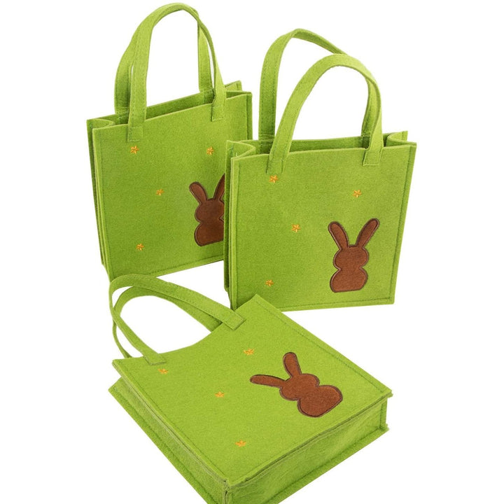 3 Ostertüten aus Filz - grüne Henkeltaschen mit Osterhase als Verpackung - Foto 1