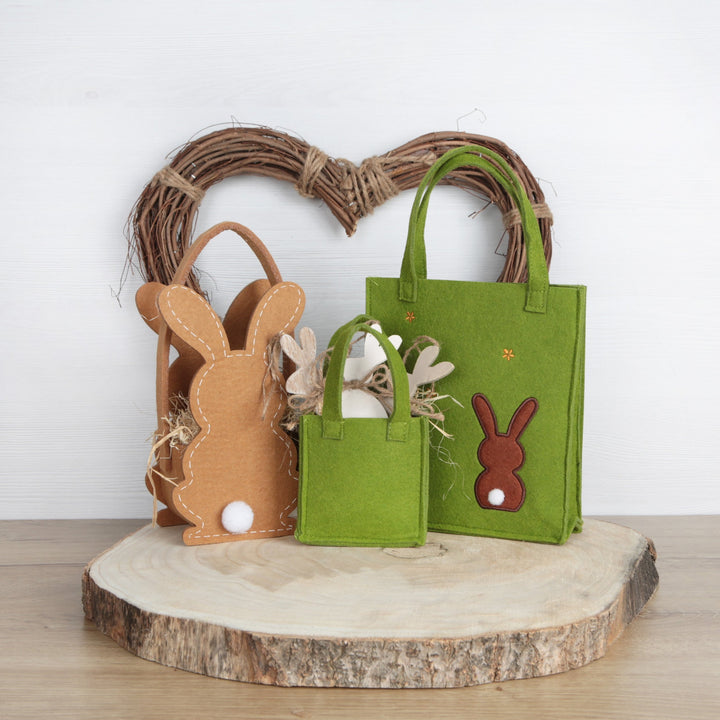 3 Ostertüten aus Filz - grüne Henkeltaschen mit Osterhase als Verpackung - Foto 2