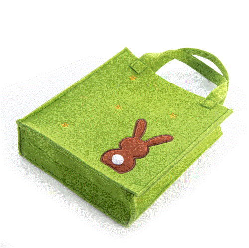 3 Ostertüten aus Filz - grüne Henkeltaschen mit Osterhase als Verpackung - Foto 3