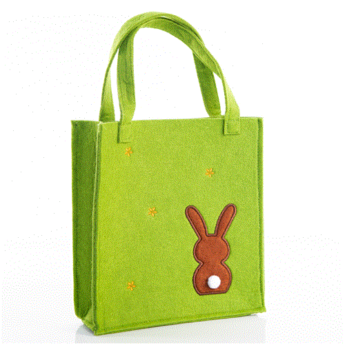 3 Ostertüten aus Filz - grüne Henkeltaschen mit Osterhase als Verpackung - Foto 4