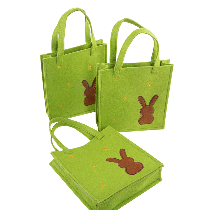 3 Ostertüten aus Filz - grüne Henkeltaschen mit Osterhase als Verpackung - Foto 5