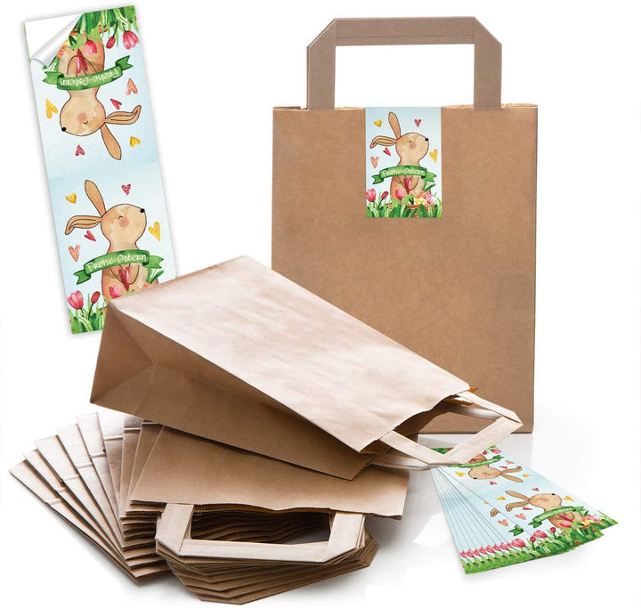 25 kleine Papiertaschen 18 x 8 x 22 cm Papiertüten Tragegriff Henkel HIRSCH Holzoptik schwarz weiß Weihnachtstüten Geschenktüten give-away Mitgebsel Verpackung Geschenk
