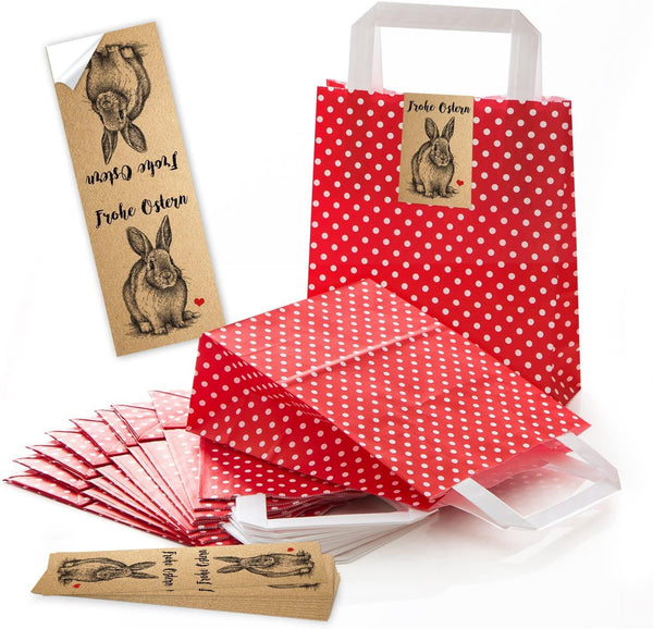 25 braune weihnachtliche Papiertüten Geschenktasche Henkel mit Boden 18 x 8 x 22 cm + 25 Weihnachts-Aufkleber schwarz weiß rot LEBKUCHENMANN Geschenk Verpackung bio Kraftpapier Füllen