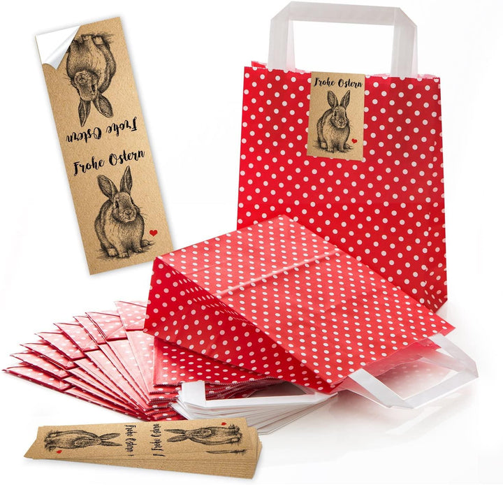 25 braune weihnachtliche Papiertüten Geschenktasche Henkel mit Boden 18 x 8 x 22 cm + 25 Weihnachts-Aufkleber schwarz weiß rot LEBKUCHENMANN Geschenk Verpackung bio Kraftpapier Füllen