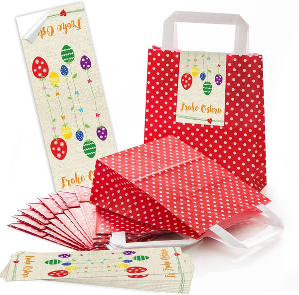 5 kleine braune Papiertüten Geschenktüte Boden 18 x 8 x 22 cm + 5 Aufkleber DANKE rot graue HERZEN - Geschenktüten give-aways Kunden-Geschenke Verpackung Weihnachten Hochzeit