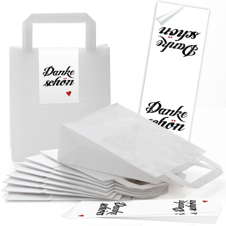 5 rot weiß gepunktete Papiertüten Geschenk-tüten Weihnachtstüten Boden 18 x 8 x 22 cm kleine Papiertaschen + Weihnachts-Aufkleber FROHE WEIHNACHTEN rot weiß pink Verpackung Geschenke