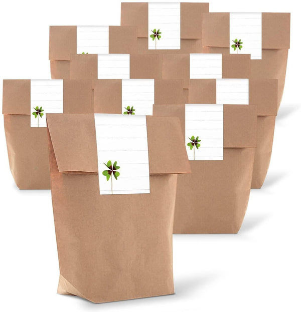 Braune natur Geschenktüten 14 x 22 cm – Papier-Tüten mit Geschenkaufklebern (diverse Motive)