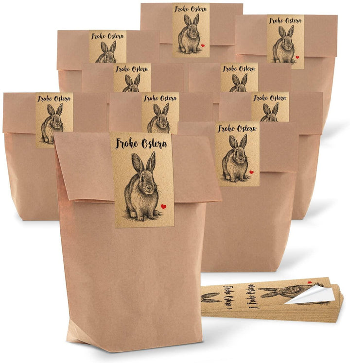 10 kleine braune Weihnachtstüten Geschenktüten Papiertüten 14 x 22 x 5,6 cm + 10 Stück Aufkleber SCHÖNES FEST hell-grün mint als Weihnachten 5 x 15 cm Weihnachten Plätzchen Verpackung