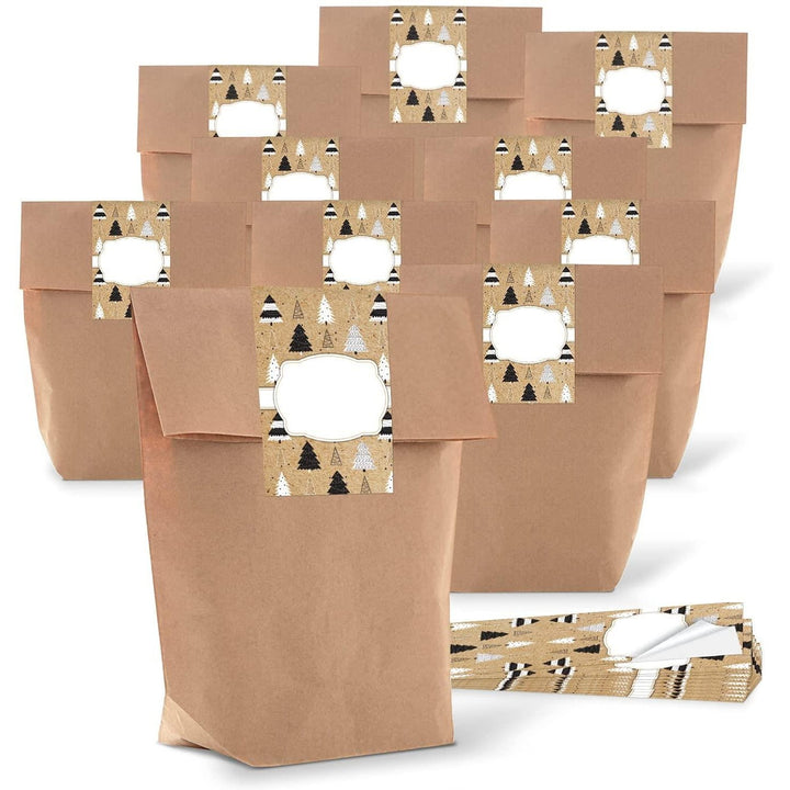 Logbuch-Verlag 10 Weihnachtstüten mit Sticker FROHE WEIHNACHTEN schwarz gold - Geschenktüte Weihnachtsverpackung 14 x 22 x 5,6 cm