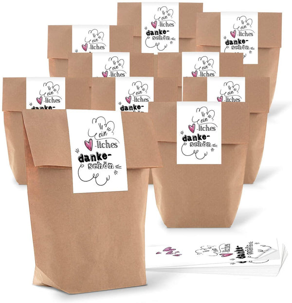 Logbuch-Verlag 10 kleine braune Osterbeutel Verpackung Papiertüte 16,5 x 26 x 6,6 cm + 10 Osterhase Osteretiketten 7,2 x 21 cm Frohe Ostern Geschenk-Verpackung Aufkleber grün weiß rot