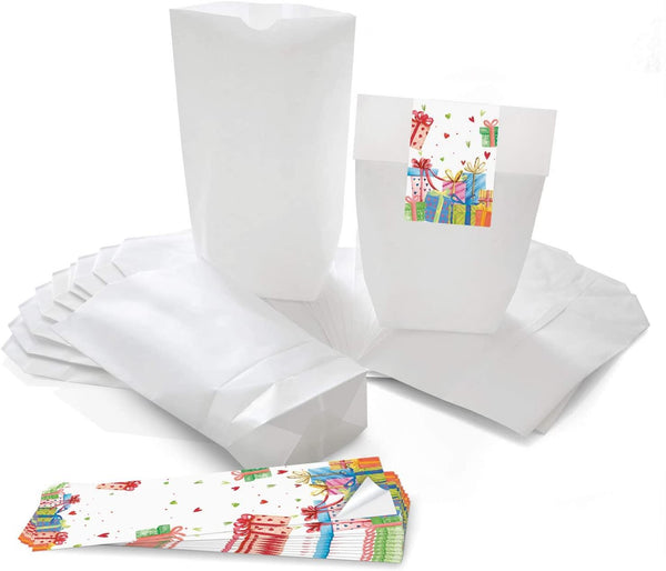 Weiße Geschenktüten für Geburtstage - Mitgebseltüten zum Befüllen 16,5  x 26 cm