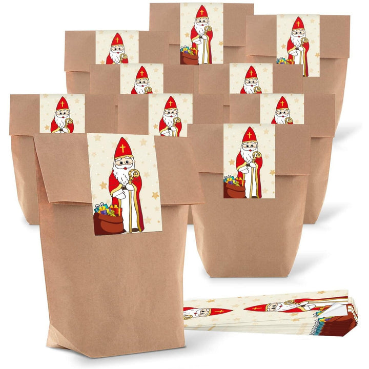 Logbuch-Verlag 25 Geschenktüten mit Weihnachtsaufkleber italienisch BUON NATALE E FELICE ANNO NUOVO - Weihnachtstüte Italien