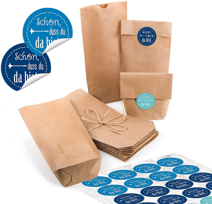50 kleine braune Papiertüten Kraftpapier 10,7 x 22 x 4,2 cm Mini-Tüten Kreuzbodenbeutel Natur-Tüte Bodenbeutel Sackerl Verpackung Tischkarte Geschenk give-away Papierbeutel bio
