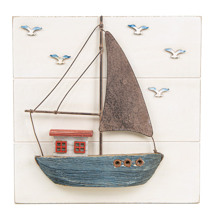 Logbuch-Verlag Holzschale weiß maritim Fisch Tischdeko für Schmuck Schlüssel Geschenk Tablett Shabby Chic Badezimmer 27 x 19 cm
