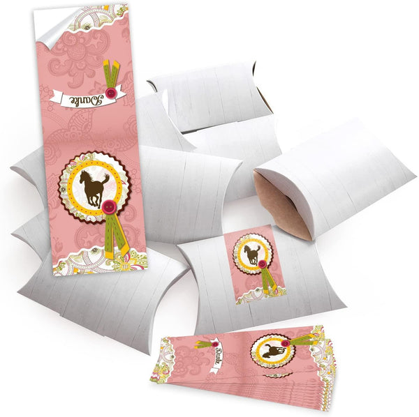 10 kleine Geschenkschachteln Geschenk-Boxen Kartons, weiß 14,5 x 10,5 + 3 cm mit Aufkleber Banderole"Deins" Hirsch mit rotem Wachs-Siegel - selber basteln und befüllen - als Verpackung