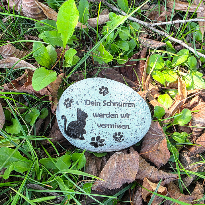 Gedenkstein Katze mit Spruch Dein Schnurren... 9,5 cm wetterfester Grabstein für Haustiere - Foto 2