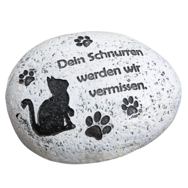 Gedenkstein Katze mit Spruch Dein Schnurren... 9,5 cm wetterfester Grabstein für Haustiere - Foto 1
