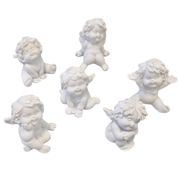 Sitzende Igor-Engel 6er Set weiß 5,5 cm  kleine Schutzengel Figuren als Deko & Geschenkidee