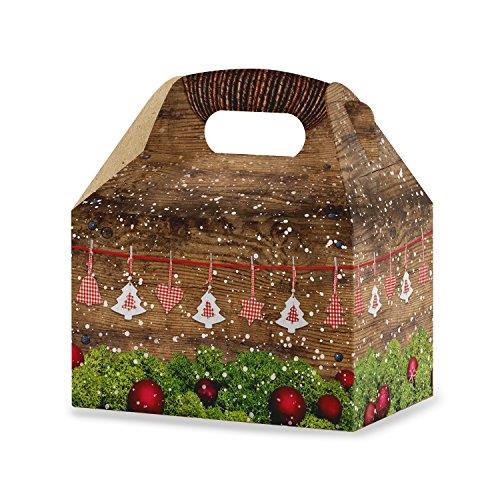 20 Stück Schachtel Lunchbox Geschenk-Karton hell-braun Holz-Optik 18,5 x 12,5 x 12 cm Geschenkschachtel Verpackung Weihnachten Geschenke Präsentbox Geschenkbox Präsentschachtel