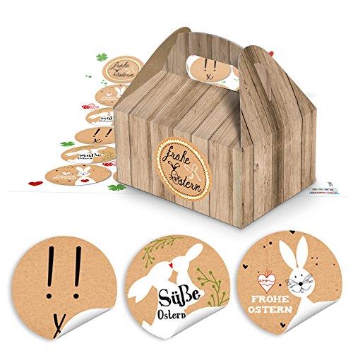 10 Weihnachten Geschenkkarton Natur braun Schachtel Geschenk weihnachtlich 9 x 12 x 6 cm + 24 rot grau weiß Weihnachtsaufkleber - Verpackung Weihnachtsgeschenke Kunden give-away