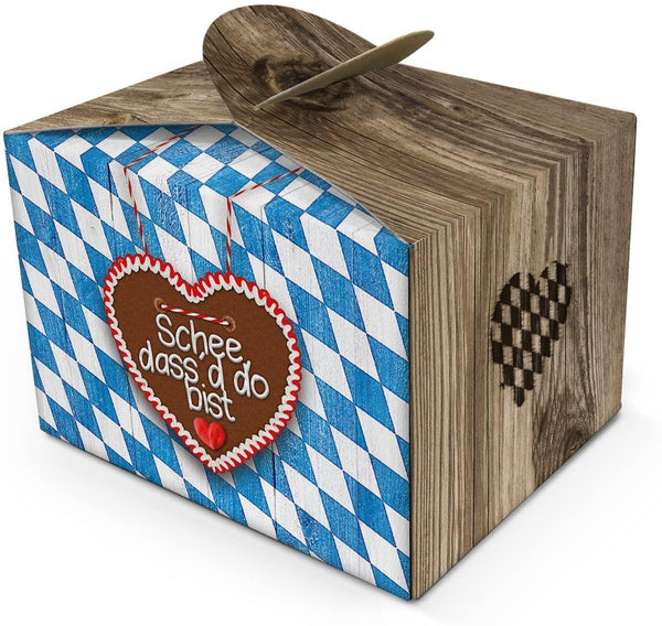 10 kleine SCHÖN DASS DU DA BIST blau weiß kariert bayerische Mini-Geschenkschachtel Geschenkkarton 8 x 6,5 x 5,5 cm Verpackung Kunden Hochzeits-deko Geburtstag Gastgeschenk give-away