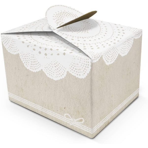 10 kleine WEISS BEIGE SPITZE Geschenkschachtel Geschenkkarton Geschenk-box mini-Kartons Faltschachtel Größe 8 x 6,5 x 5,5 cm Verpackung Tischdeko Gastgeschenk Mitgebsel give-away kleine Sachen + Dinge - Foto 1
